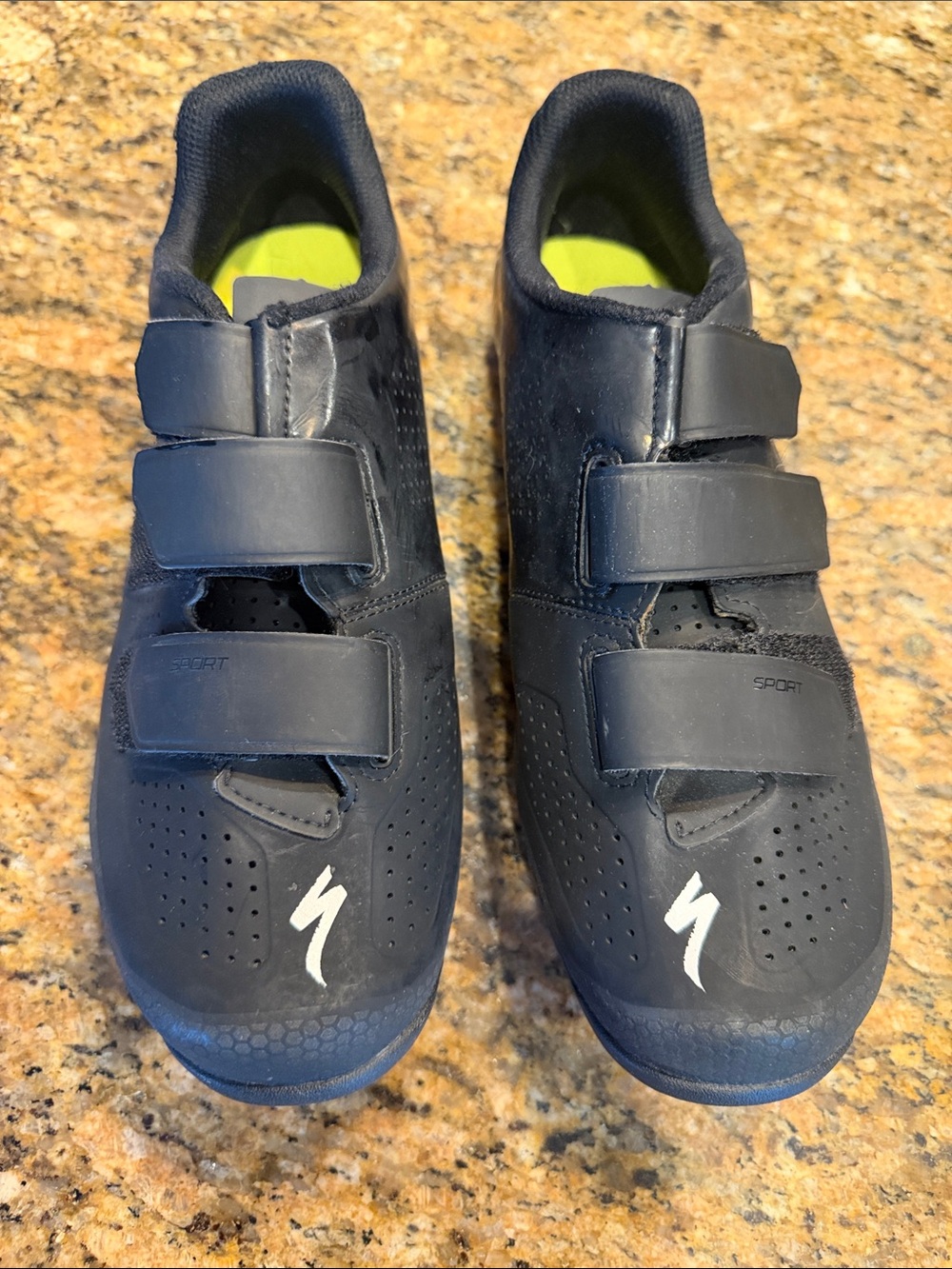 Body Geometry Specialized Women Black Cycling Shoes with Neon Green Insoles